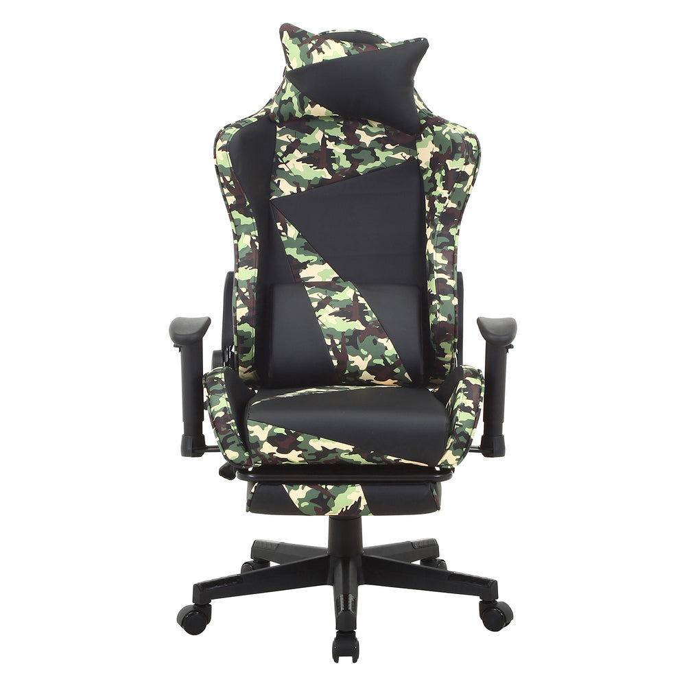 カモフラージュ柄リクライニングチェア ゲーミングチェア レスト付き 迷彩柄 在宅勤務 PC作業【FB14599】