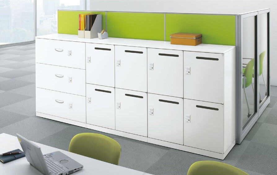 2人用パーソナルボックス 幅900×奥行500×高さ525mm 日本製 完成品 収納 オフィス 人気 グリーン購入適合商品【SKRW45N】