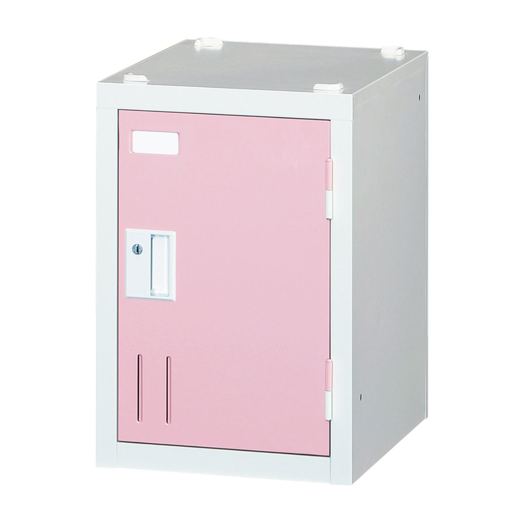 収納ロッカー オフィス用 ピンク 固定棚付き