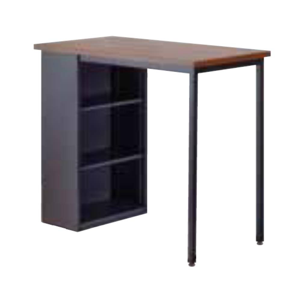 使い勝手に優れる 収納付ハイテーブル 3段オープンタイプの棚