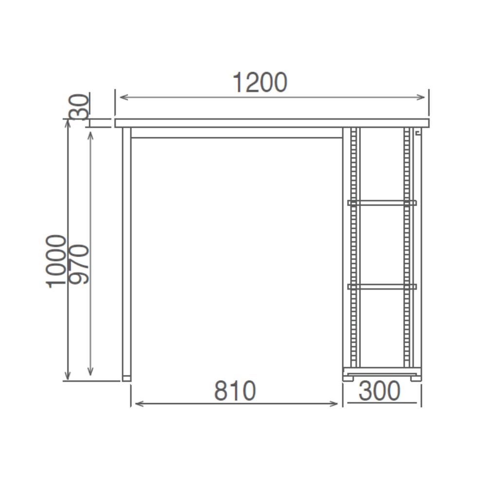 法人様限定 壁面収納家具 収納付ハイテーブル D600 BLACKタイプ 日本製 完成品 【オフィス家具市場】【車上渡し】【alht1260】
