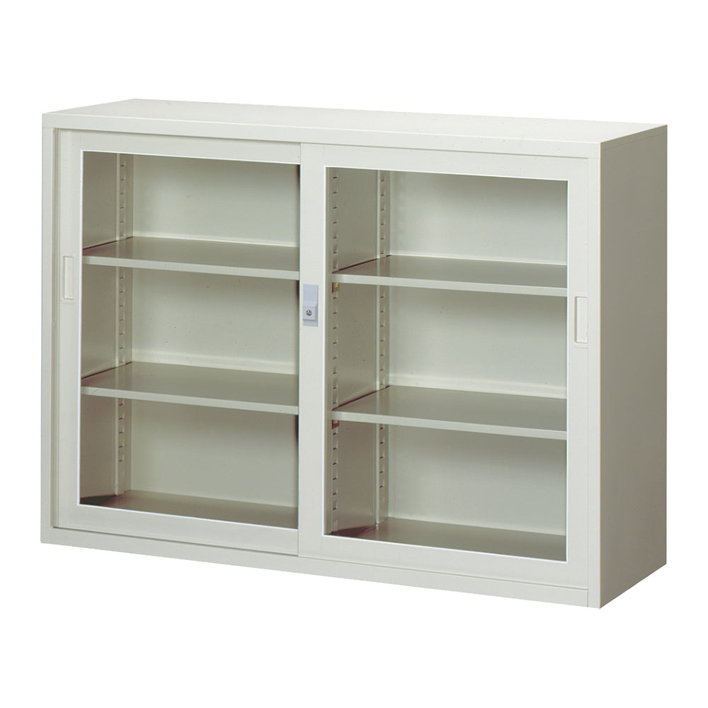 鍵付き オフィス書庫 書類収納 ガラス引違い