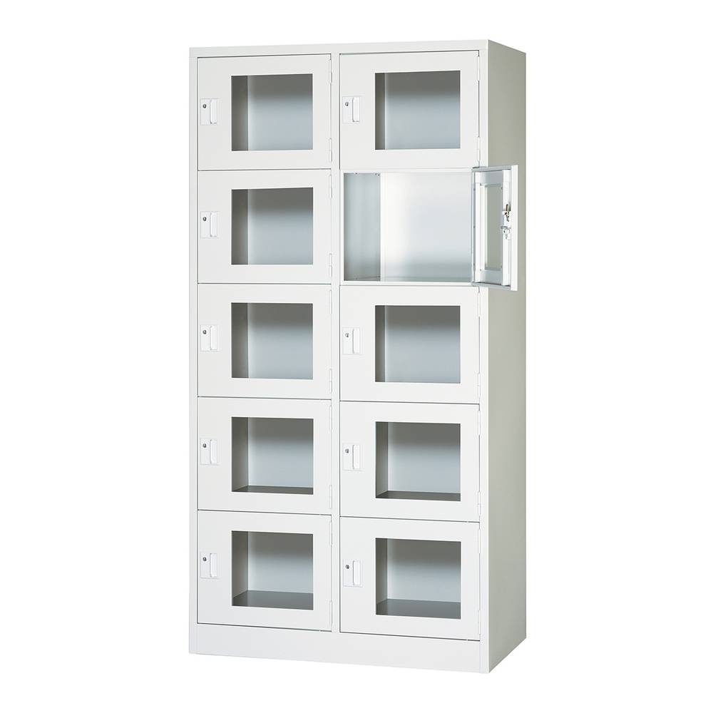 省スペース ホワイト 窓付多人数ロッカー