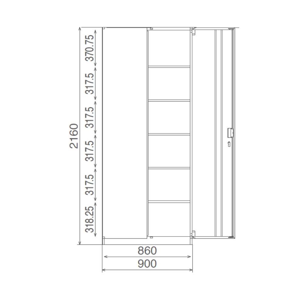 多用途 ベース付 両開き 壁面収納庫