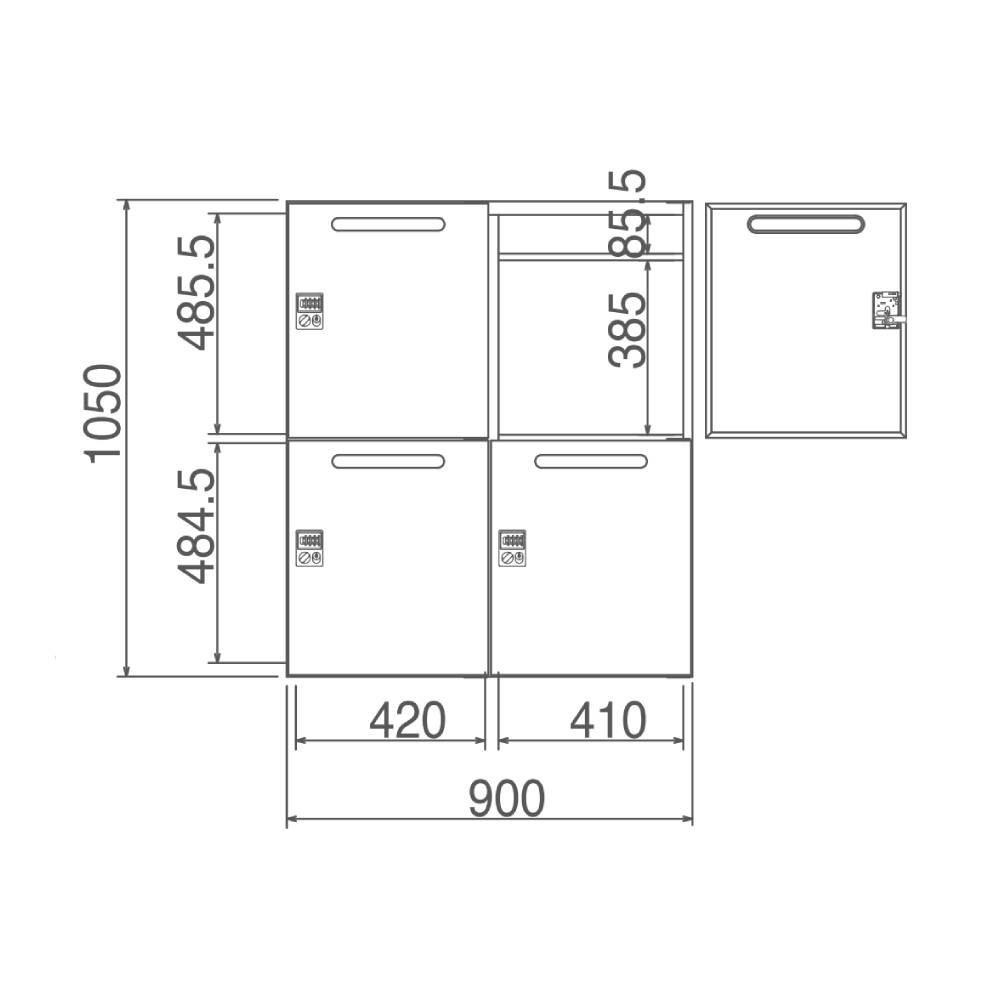 パーソナル収納庫 スチール製 2列2段
