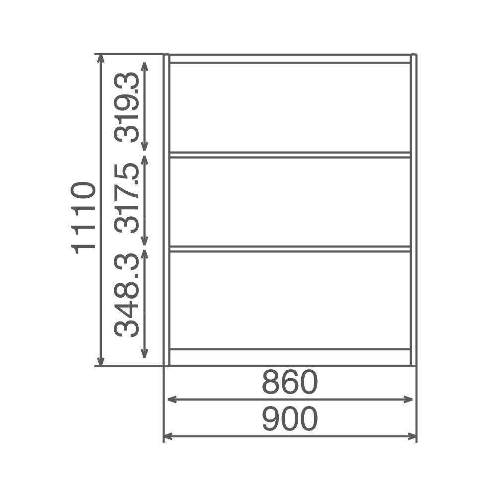 両面オープン 3段 オフィス家具 下置専用