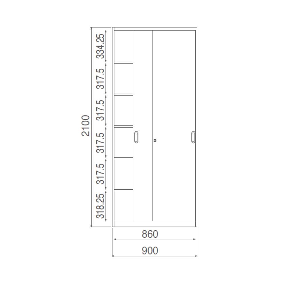 省スペース 引違い書庫 スチール製