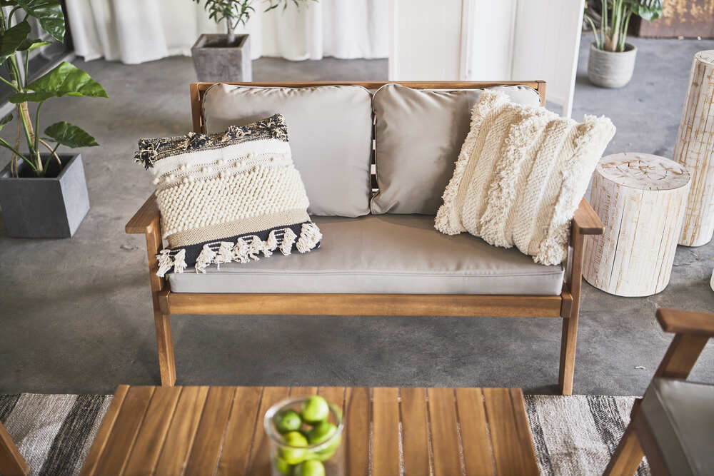 ソファテーブルセット ブラウン 天然木 ダイニング リビング ガーデン リゾート 組立品【az-nx20set】