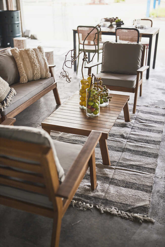 ソファテーブルセット ブラウン 天然木 ダイニング リビング ガーデン リゾート 組立品【az-nx20set】