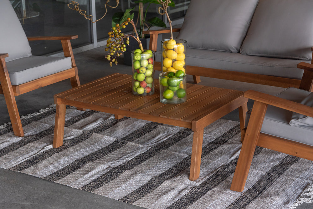 ソファテーブルセット ブラウン 天然木 ダイニング リビング ガーデン リゾート 組立品【az-nx20set】