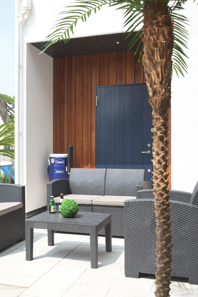 ガーデンリビング 4点セット ソファ テーブル ラタン調 屋内外 ガーデンチェア リビング リゾート テラス 組立式【az-ods10】