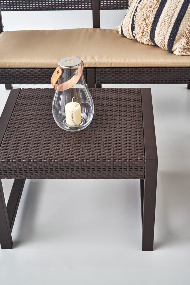 ガーデンリビング 4点セット ソファ テーブル ラタン調 屋内外 ガーデンチェア リビング リゾート テラス 組立式【az-ods10】