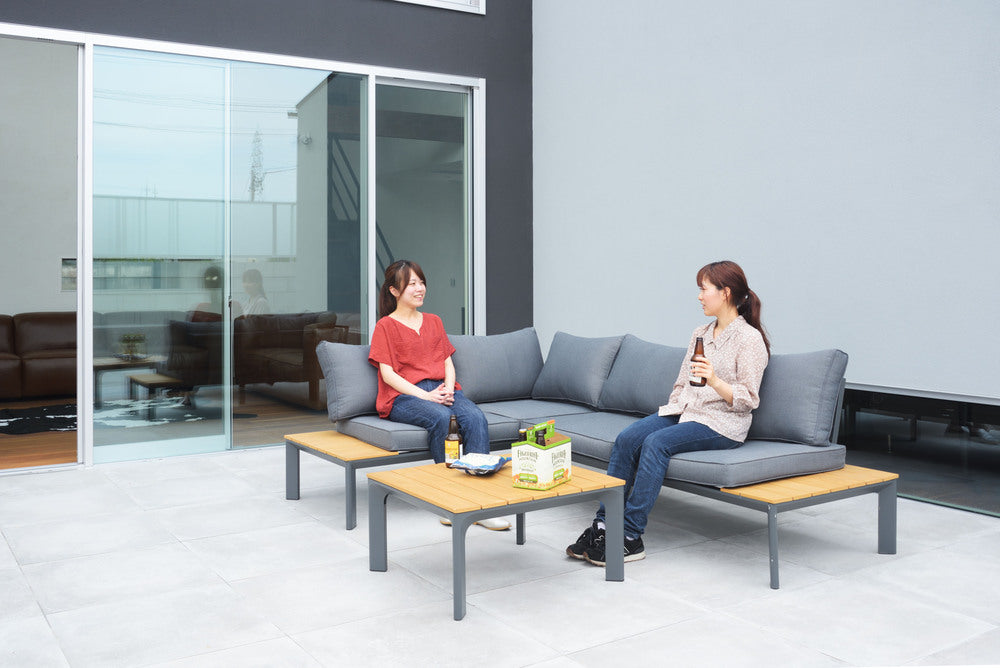 ガーデンソファ&テーブルセット ソファ テーブル 木目調 ガーデンチェア リビング 組立式 送料別途【az-ods5】