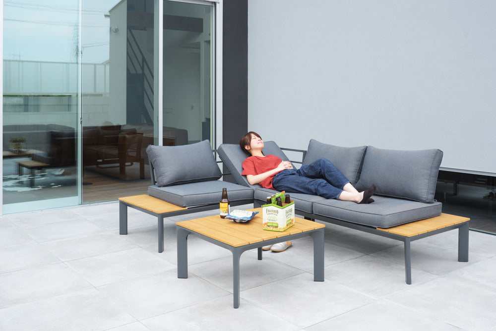 ガーデンソファ&テーブルセット ソファ テーブル 木目調 ガーデンチェア リビング 組立式 送料別途【az-ods5】