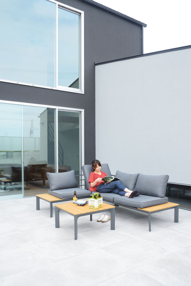 ガーデンソファ&テーブルセット ソファ テーブル 木目調 ガーデンチェア リビング 組立式 送料別途【az-ods5】