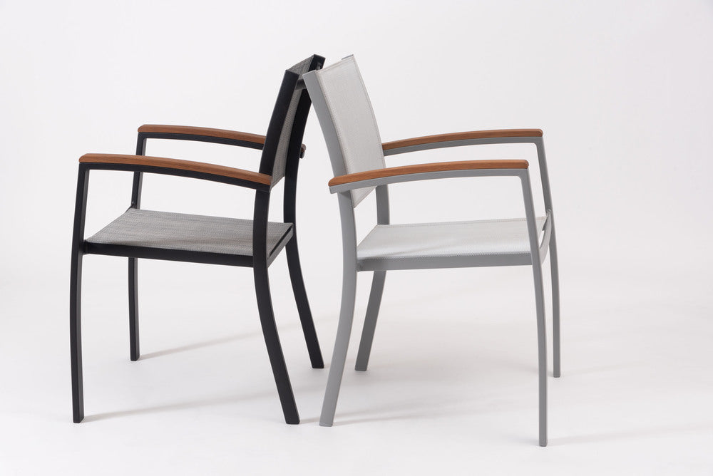 オリー チェア 天然木 メッシュ生地 スタッキング 椅子 ハンドル付き 屋外 ガーデン ベランダ【az-ods71】