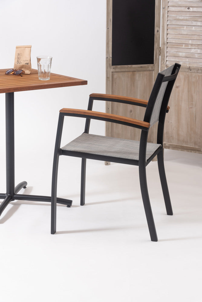 オリー チェア 天然木 メッシュ生地 スタッキング 椅子 ハンドル付き 屋外 ガーデン ベランダ【az-ods71】