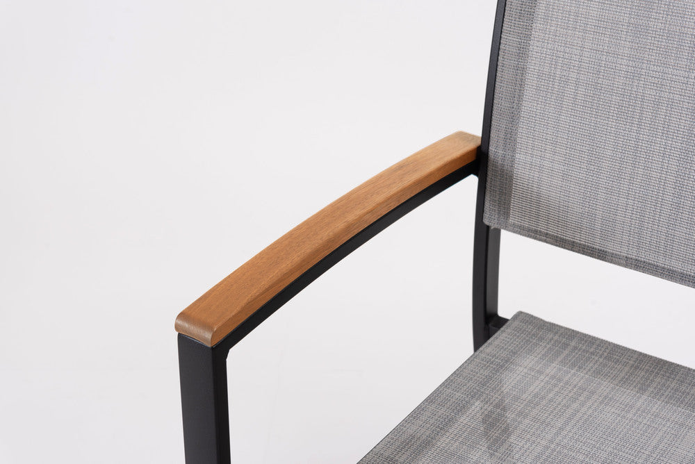 オリー チェア 天然木 メッシュ生地 スタッキング 椅子 ハンドル付き 屋外 ガーデン ベランダ【az-ods71】