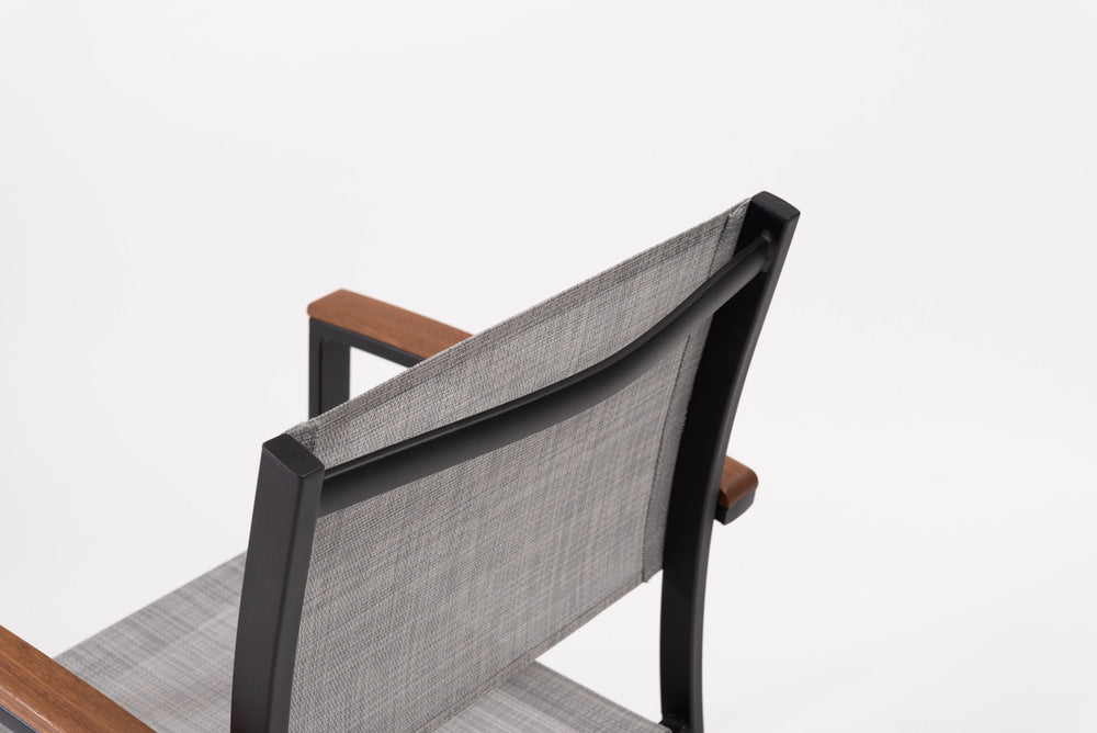 オリー チェア 天然木 メッシュ生地 スタッキング 椅子 ハンドル付き 屋外 ガーデン ベランダ【az-ods71】