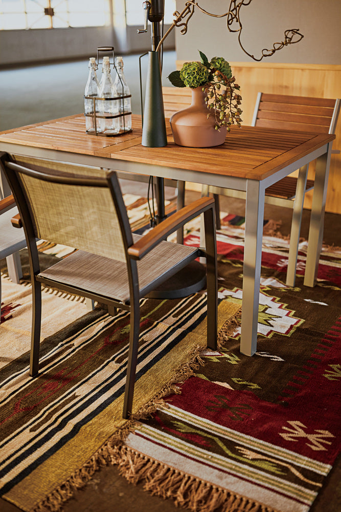 オリー チェア 天然木 メッシュ生地 スタッキング 椅子 ハンドル付き 屋外 ガーデン ベランダ【az-ods71】