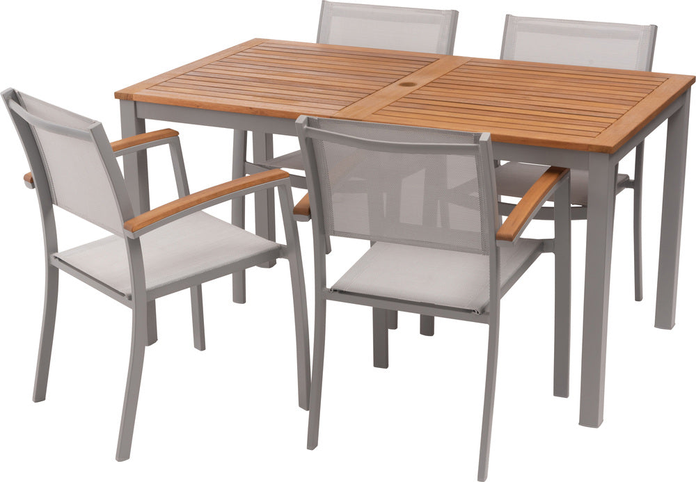 オリー チェア 天然木 メッシュ生地 スタッキング 椅子 ハンドル付き 屋外 ガーデン ベランダ【az-ods71】