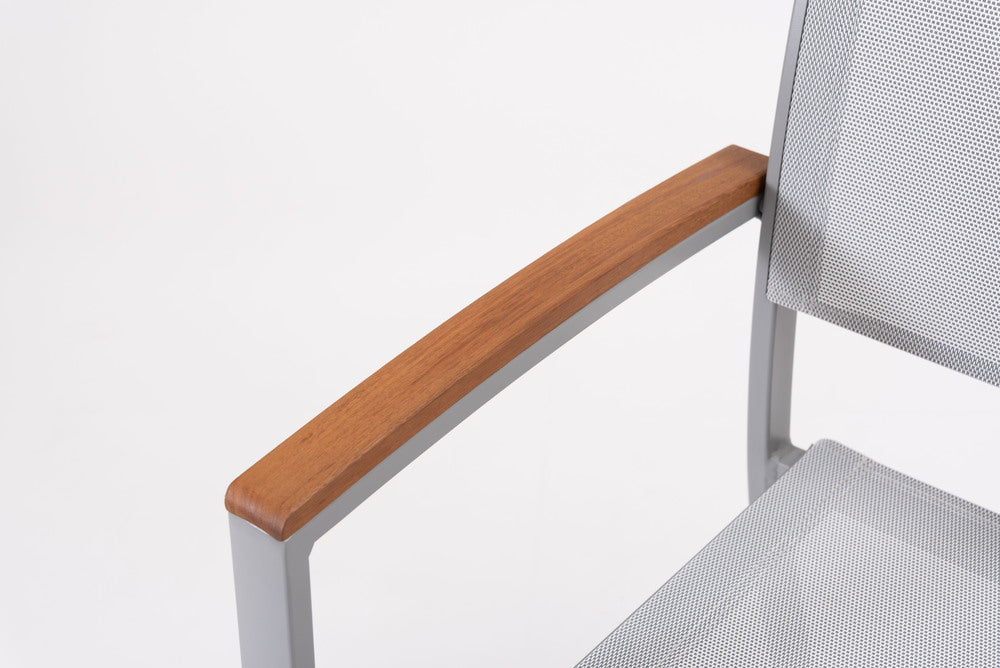 オリー チェア 天然木 メッシュ生地 スタッキング 椅子 ハンドル付き 屋外 ガーデン ベランダ【az-ods71】