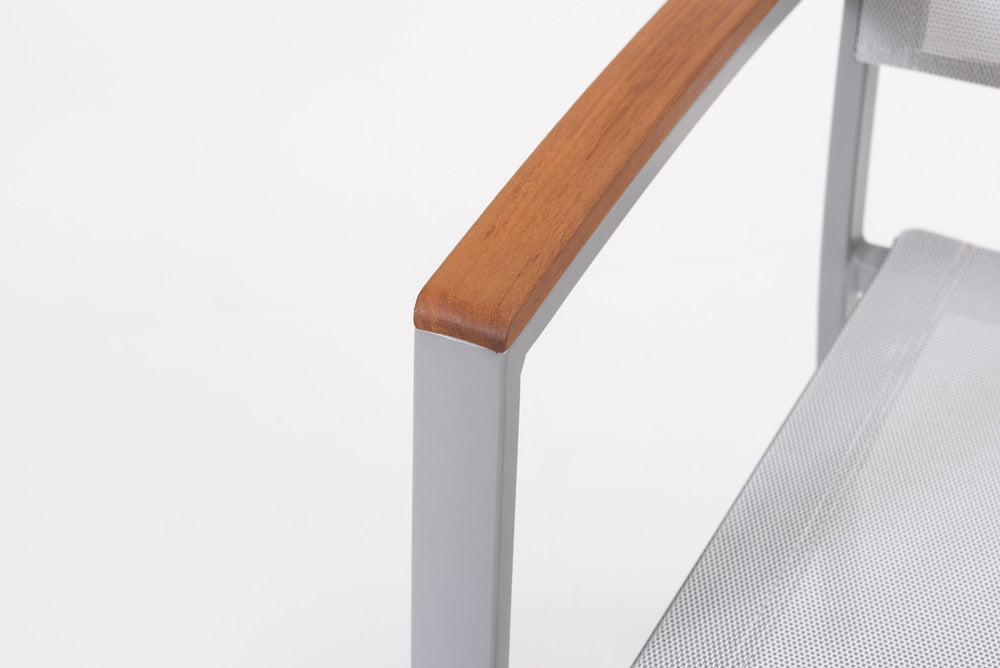 オリー チェア 天然木 メッシュ生地 スタッキング 椅子 ハンドル付き 屋外 ガーデン ベランダ【az-ods71】