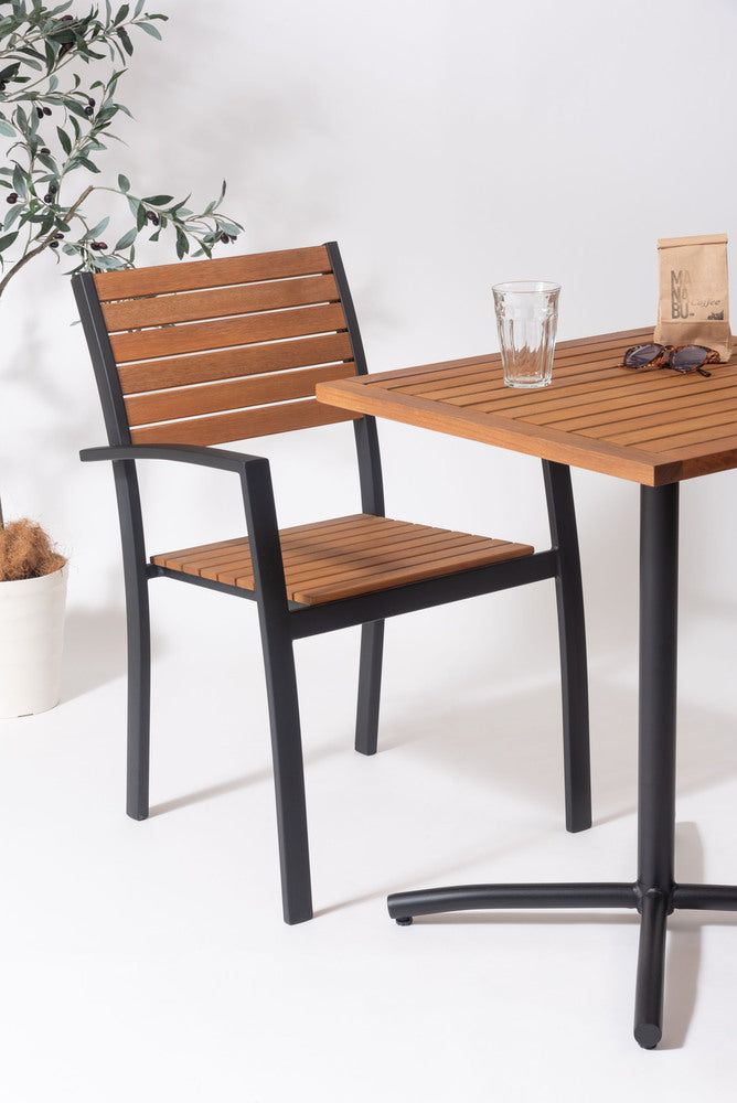 オリー チェア 天然木 スタッキング 椅子 アームチェア 屋外 ガーデン ベランダ テラス【az-ods72】