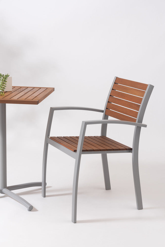 オリー チェア 天然木 スタッキング 椅子 アームチェア 屋外 ガーデン ベランダ テラス【az-ods72】
