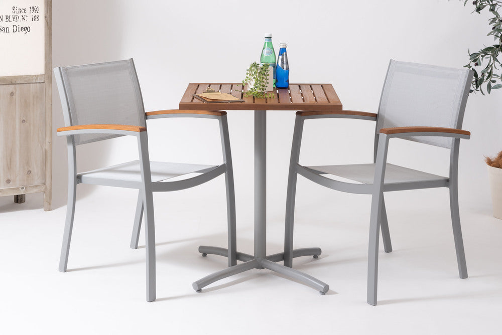 オリー カフェテーブル 天然木 アジャスター付き 正方形 テーブル 屋外 ガーデン 机 ベランダ【az-ods73】