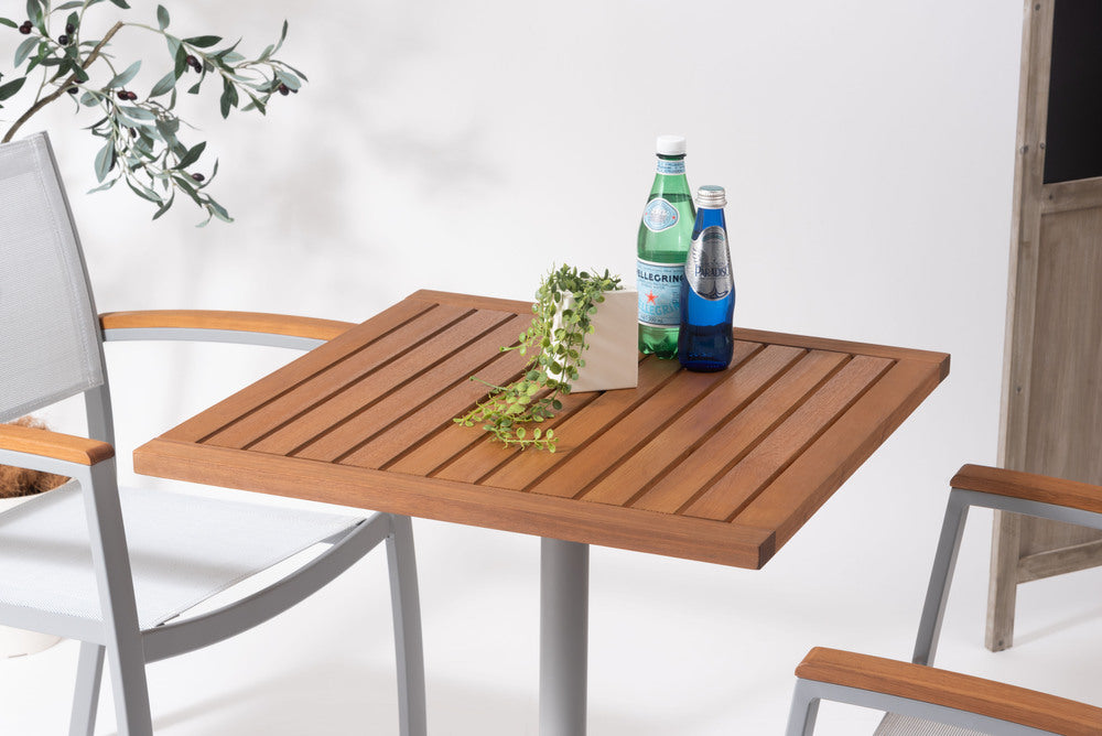 オリー カフェテーブル 天然木 アジャスター付き 正方形 テーブル 屋外 ガーデン 机 ベランダ【az-ods73】