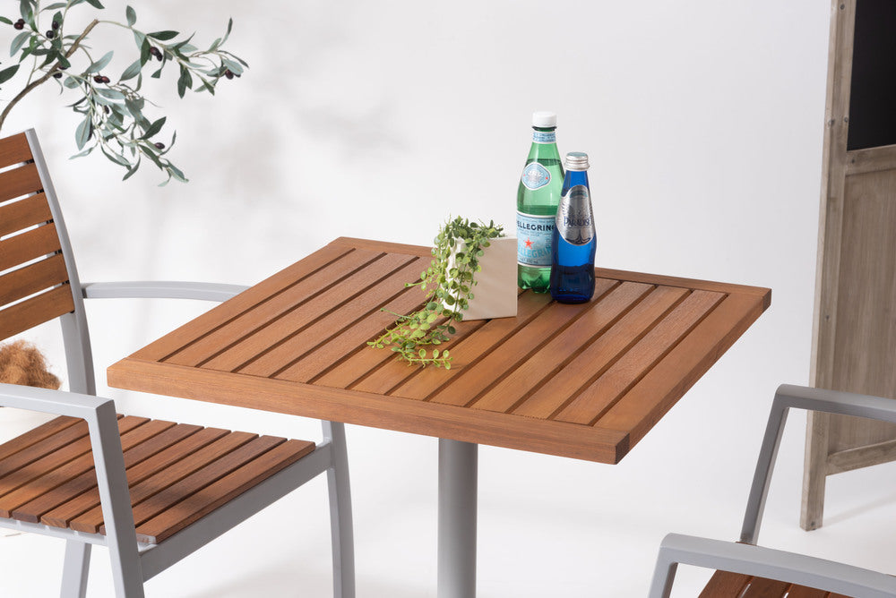 オリー カフェテーブル 天然木 アジャスター付き 正方形 テーブル 屋外 ガーデン 机 ベランダ【az-ods73】