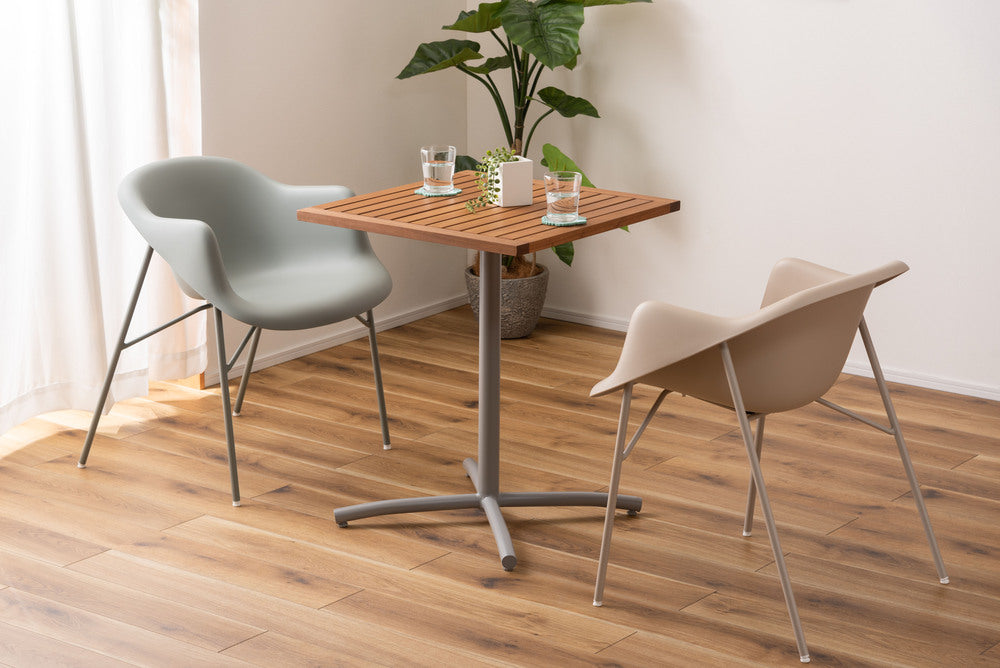 オリー カフェテーブル 天然木 アジャスター付き 正方形 テーブル 屋外 ガーデン 机 ベランダ【az-ods73】