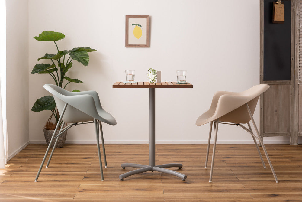 オリー カフェテーブル 天然木 アジャスター付き 正方形 テーブル 屋外 ガーデン 机 ベランダ【az-ods73】