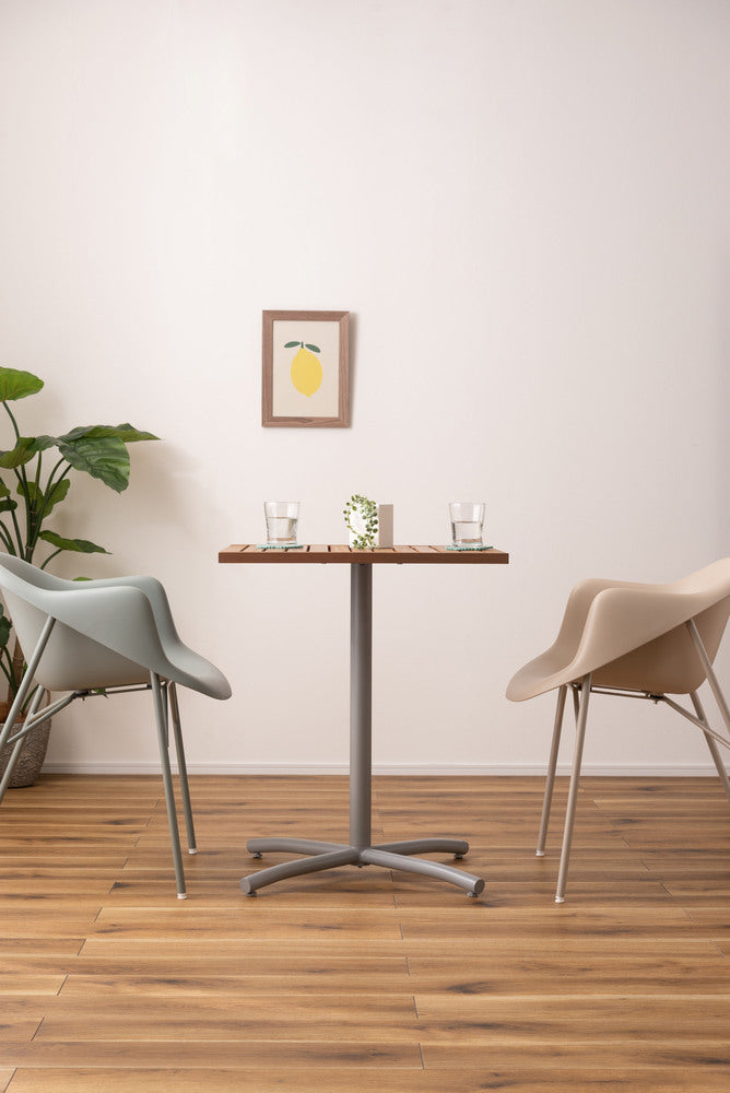 オリー カフェテーブル 天然木 アジャスター付き 正方形 テーブル 屋外 ガーデン 机 ベランダ【az-ods73】