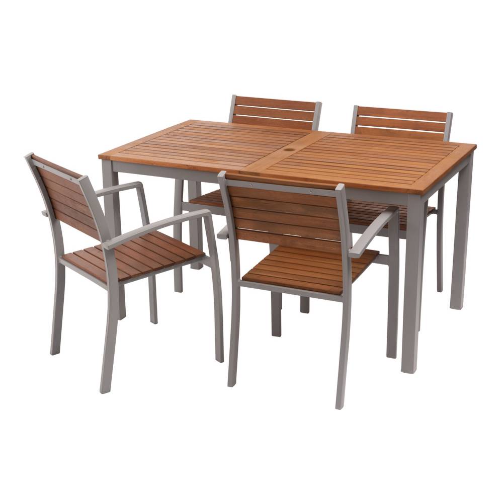 オリー ダイニングテーブル 天然木 アジャスター付き パラソルホール付き 4人用 テーブル 屋外 ガーデン 机 ベランダ パラソル【az-ods74】