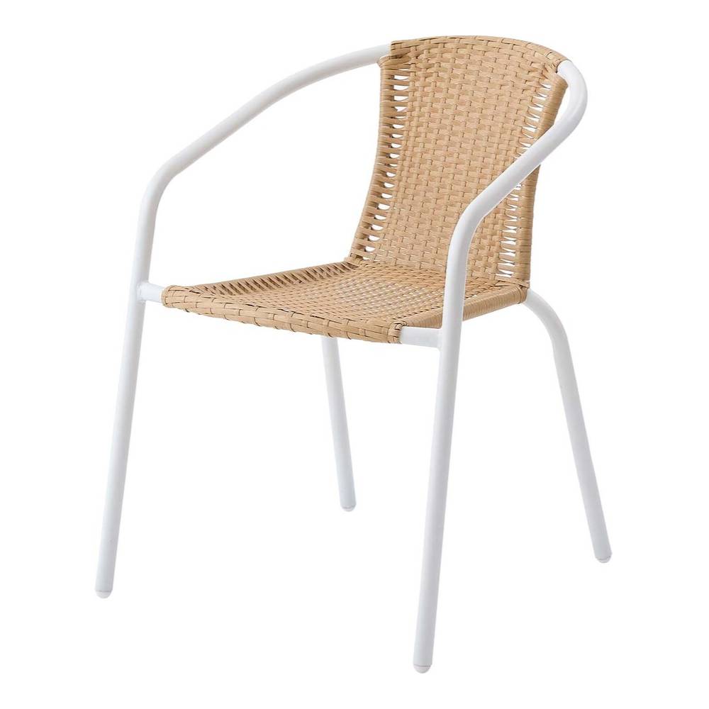リビングチェア ホワイト ラタン調