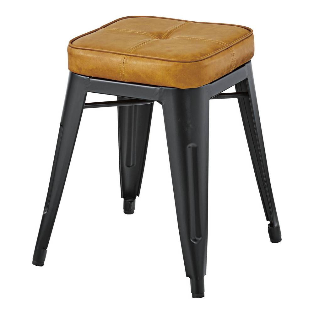 ソフトレザー製の座面 スツール 合皮 キャメル