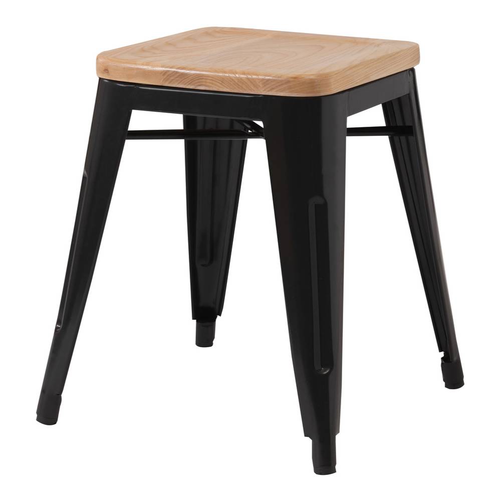 スツール スチール製 天然木座面