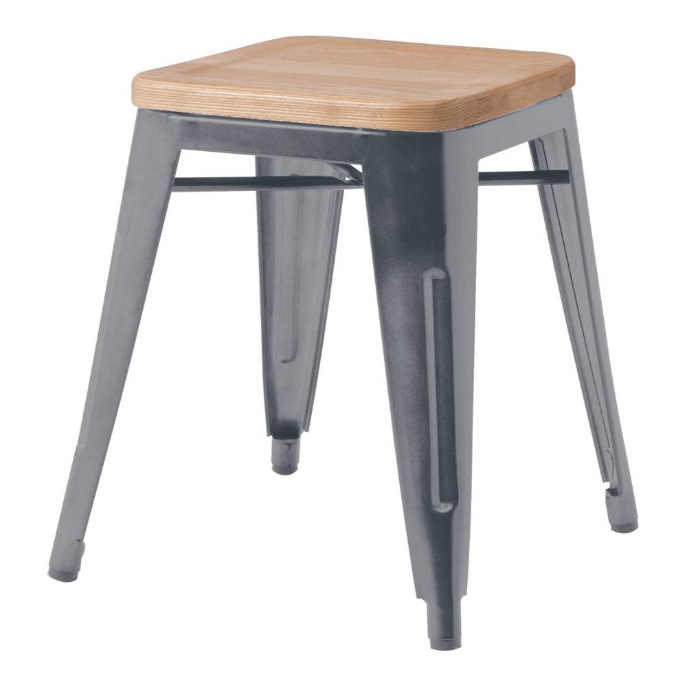 スツール スチール製 シルバー 木目