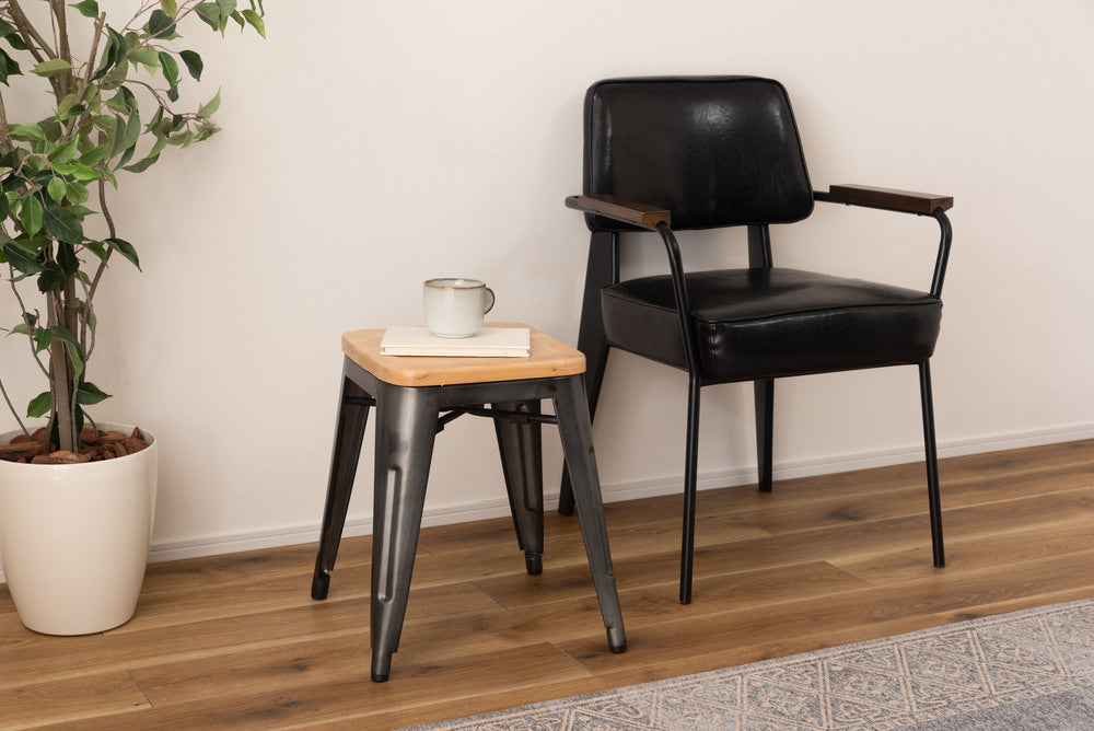 スツール スタッキング 天然木 スチール インダストリアル 積み重ね 椅子 来客用 予備椅子【az-pc261】