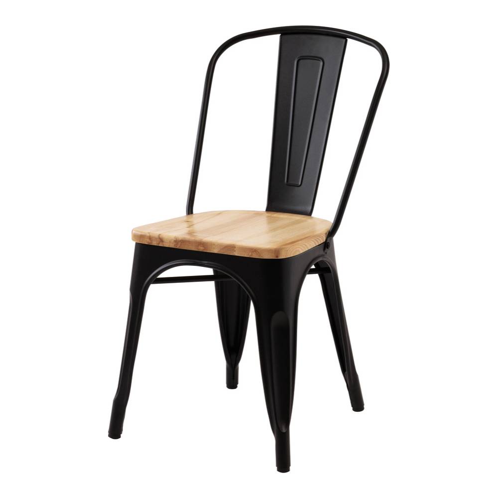 ダイニングチェア スチール製 天然木座面