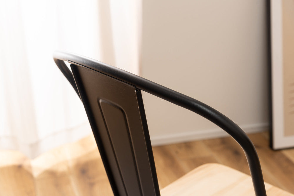 背もたれカーブ ブラック ダイニングチェア