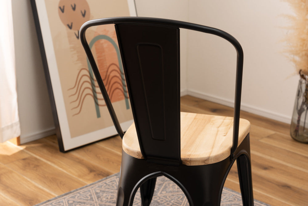 チェア 天然木 スチール ダイニングチェア 1脚 椅子 来客用 インダストリアル 予備椅子【az-pc262】