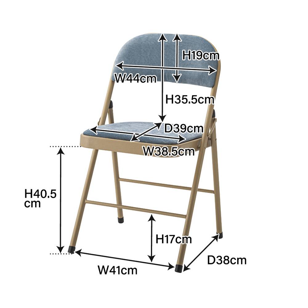 折りたたみチェア ベロア調生地 背もたれ付き
