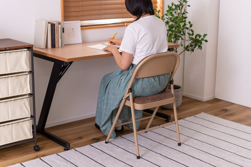 フォールディングチェア 折りたたみ式 4点セット 椅子 背もたれ付き ヴィンテージ デスクチェア ベロア調 チェア【az-pc33】