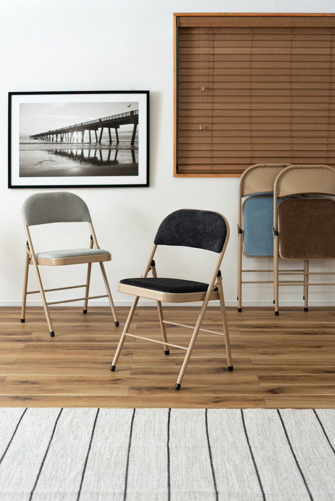 フォールディングチェア 折りたたみ式 4点セット 椅子 背もたれ付き ヴィンテージ デスクチェア ベロア調 チェア【az-pc33】