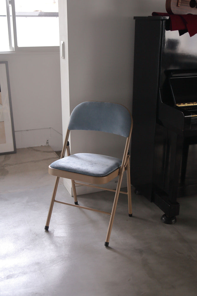 フォールディングチェア 折りたたみ式 4点セット 椅子 背もたれ付き ヴィンテージ デスクチェア ベロア調 チェア【az-pc33】