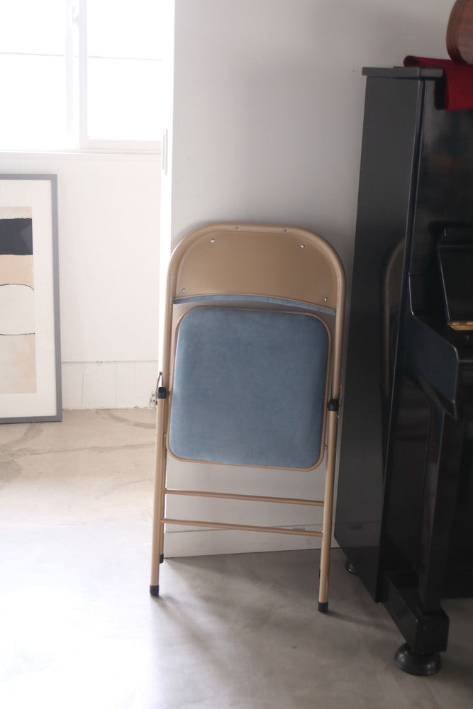 フォールディングチェア 折りたたみ式 4点セット 椅子 背もたれ付き ヴィンテージ デスクチェア ベロア調 チェア【az-pc33】