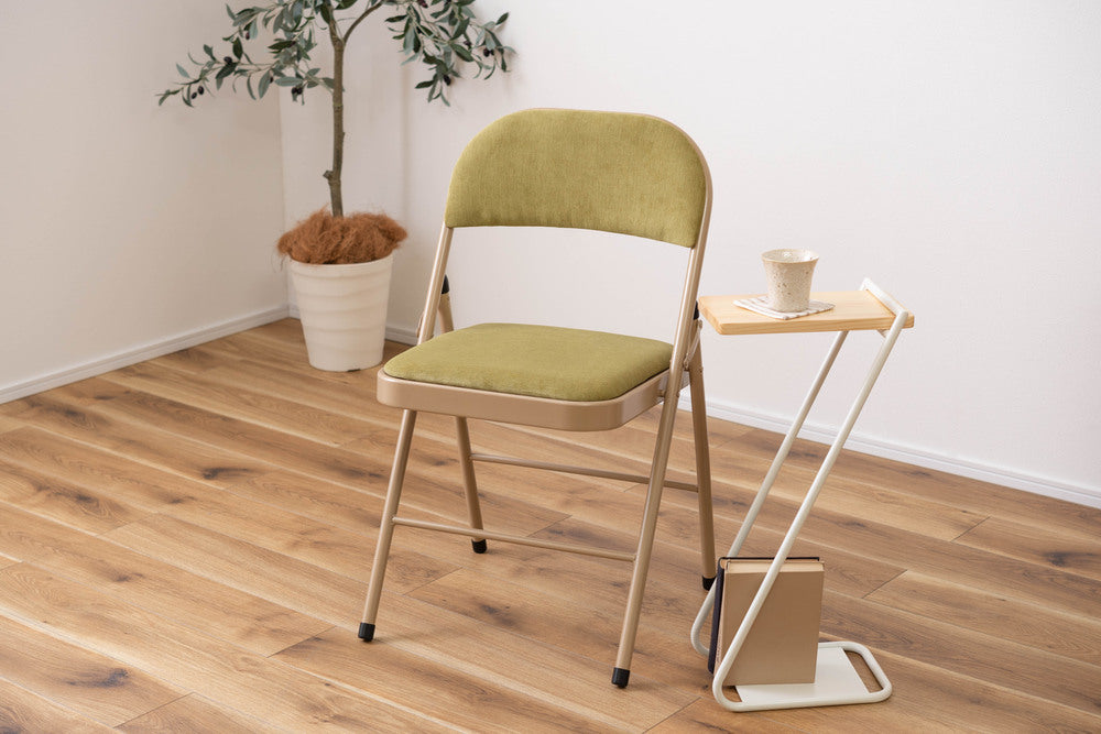 フォールディングチェア 折りたたみ式 4点セット 椅子 背もたれ付き ヴィンテージ デスクチェア ベロア調 チェア【az-pc33】